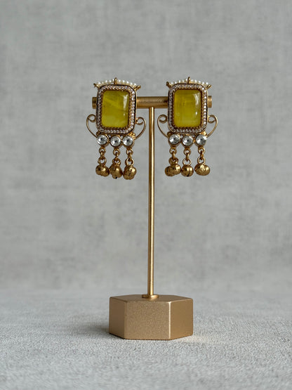 Ayura Designs Aleena Earrings – Marigold Stone Stud Earrings with Pearls & Ghungroo Detailing