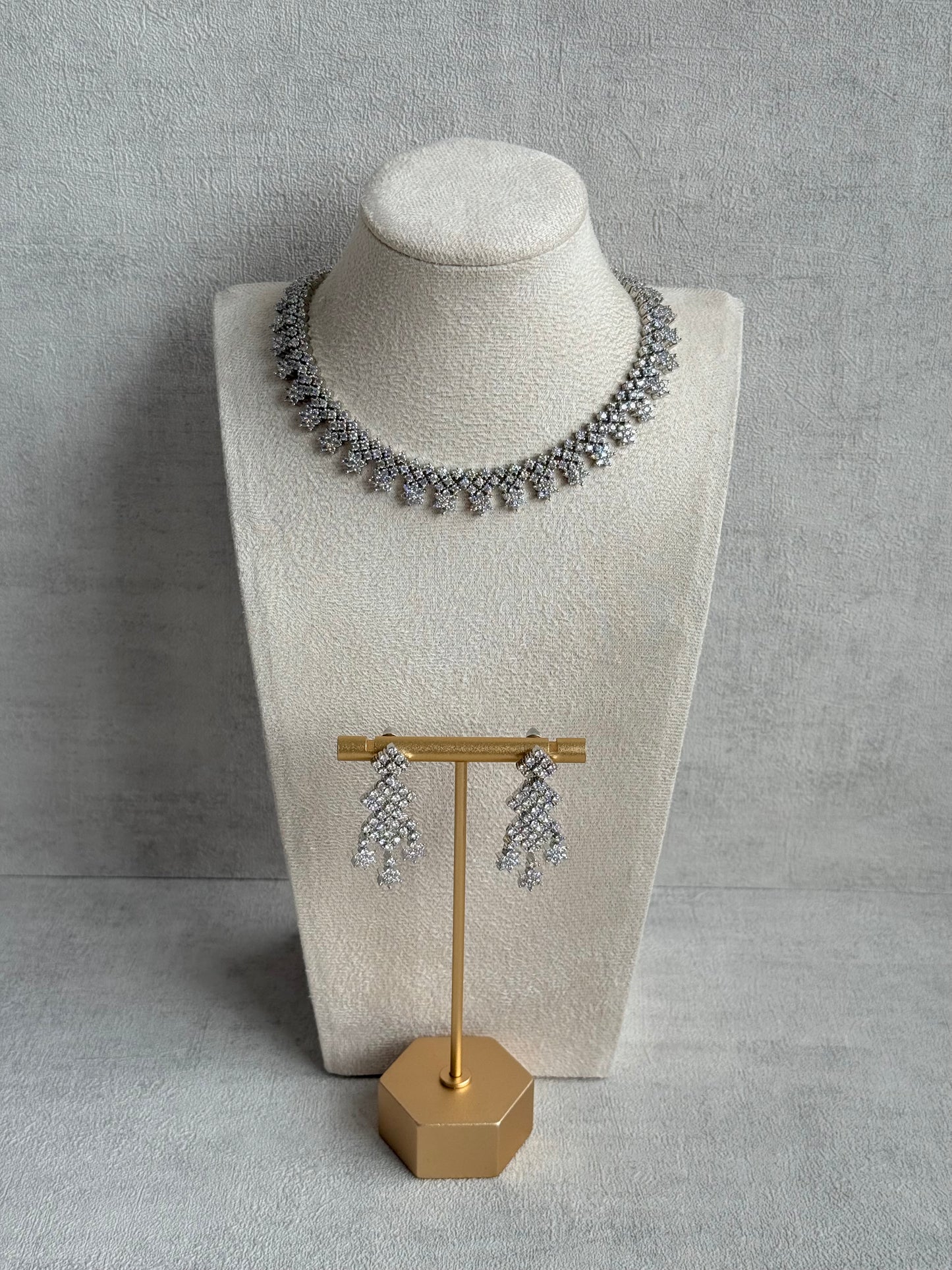 Ayura Designs Camille Set with Earrings – Diamond-Cut Crystal Necklace & Statement Drop Earrings