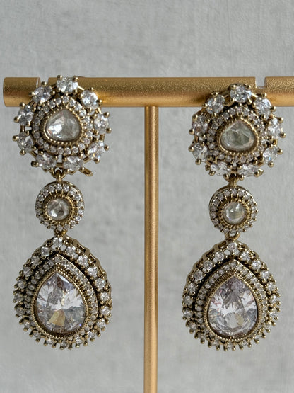 Ayura Designs Ahana Necklace Set with Earrings – Crystal Teardrop Stones & Moissanite Detailing