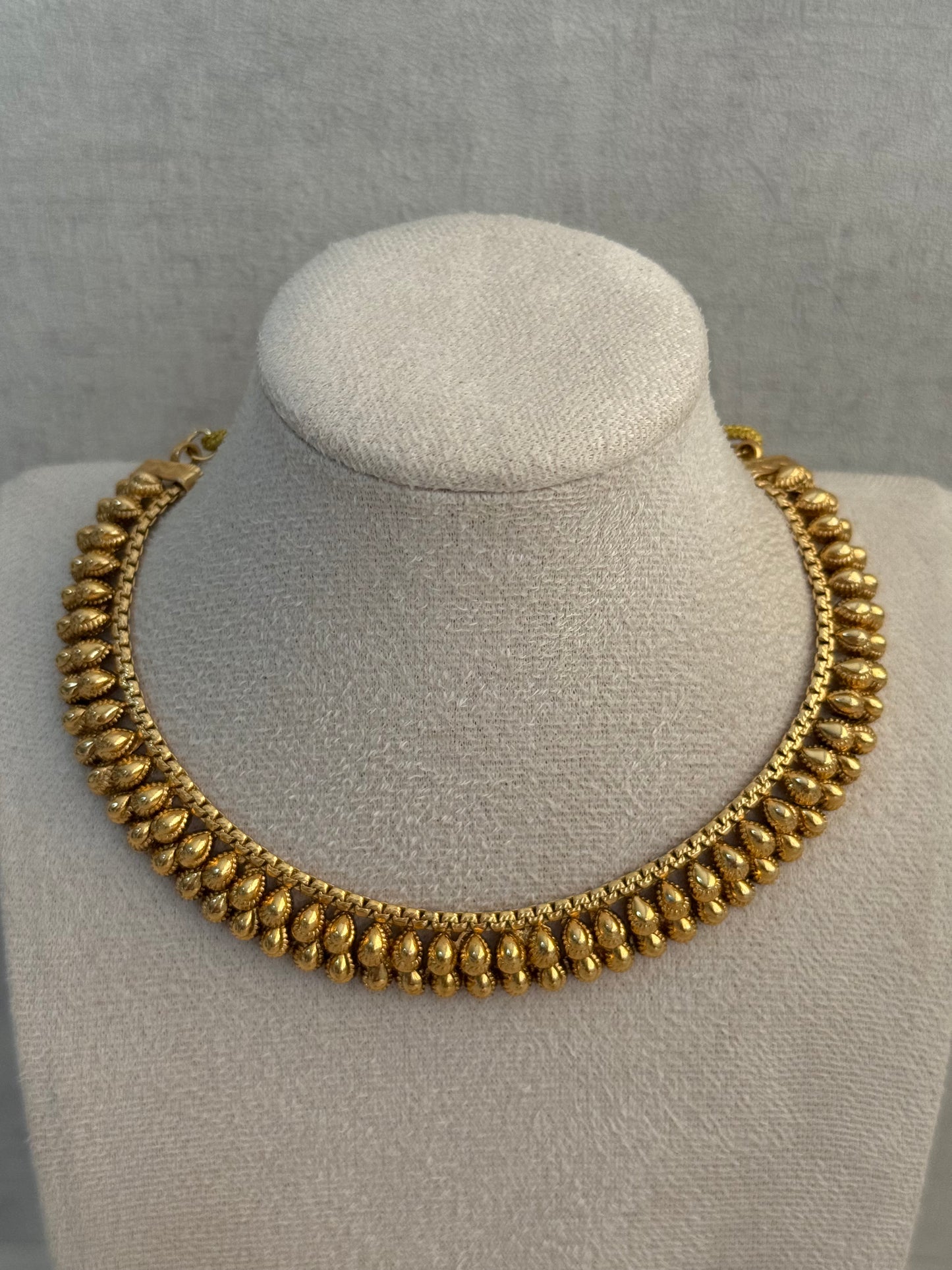 Ayura Designs Kanchan Set with Stud Earrings – Antique Gold Finish & Teardrop Detailing