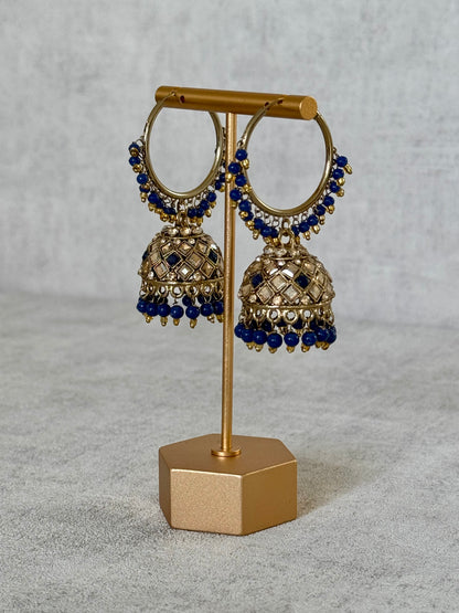 Ayura Designs Jugni Bali Jhumkas – Antique Gold with Ivory Pearl Accents