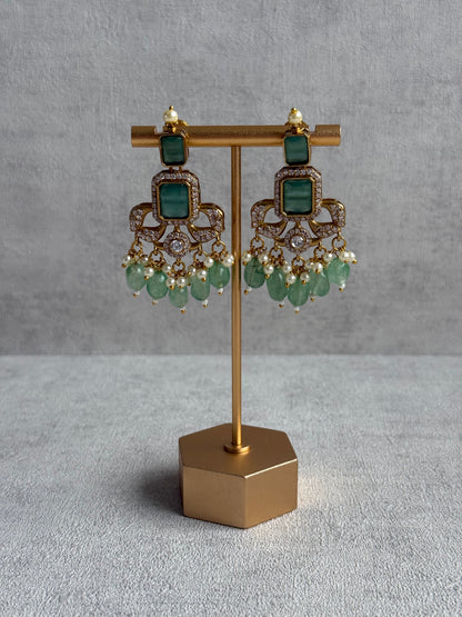 Ayura Designs Esme Set – Antique Gold Choker with Mint Green Stones, Pearls & Crystal Detailing