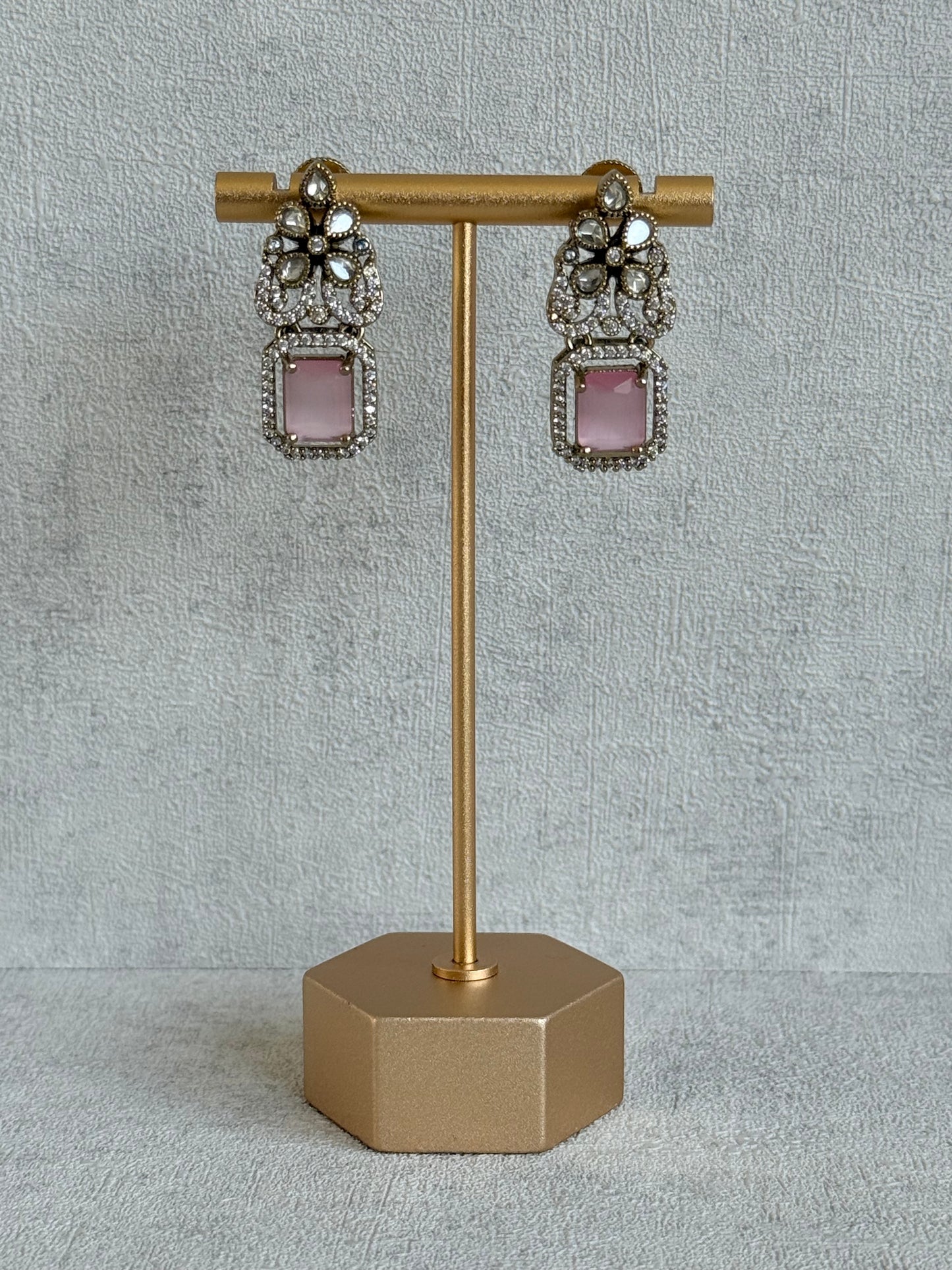 Ayura Designs Celine Set with Earrings – Moissanite Blush Pink Statement Set