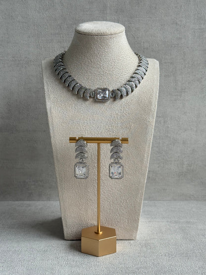 Ayura Designs Arabella Set – Silver Necklace & Earrings with Moissanite Stones