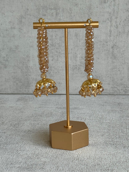 Ayura Designs Tara Balis – Gold Crystal-Wrapped Hoops with Jhumki Drops