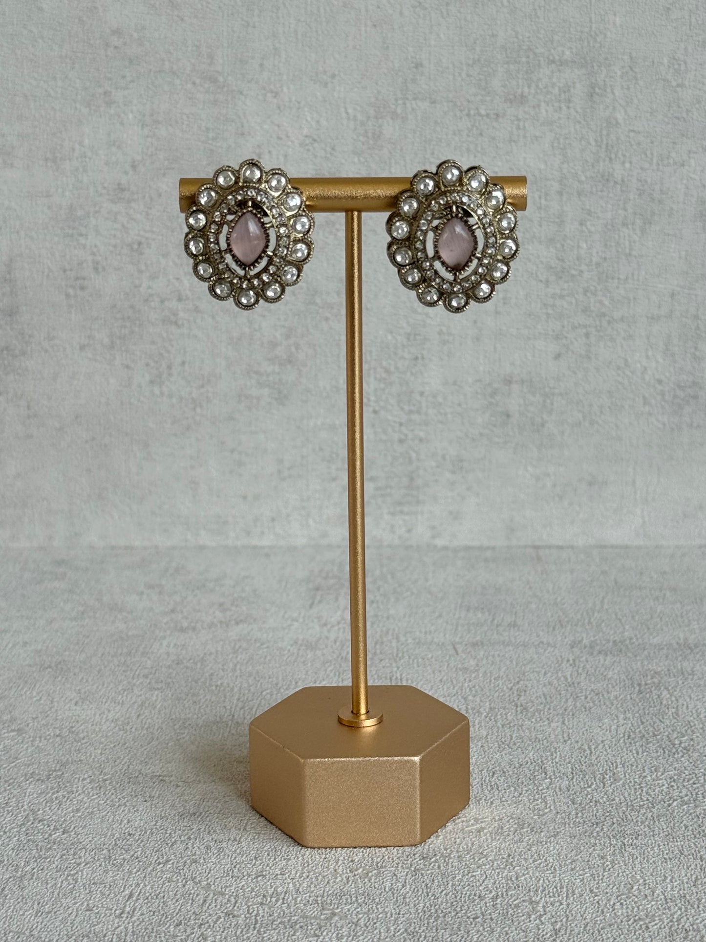 Ayura Designs Ivy Necklace Set with Studs & Tikka – Blush Pink & Mint Green Kundan Detailing