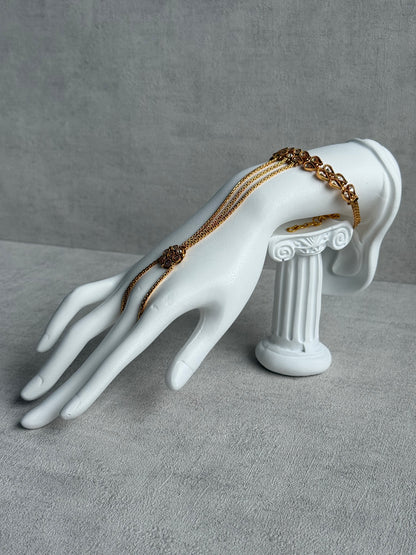 Ayura Designs Paru Haathphool – Single Hand Ornament with Kundan Detailing & Gold Finish