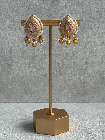 Ayura Designs Aaira Set with Necklace & Studs – Blush Pink Meenakari with Rose Pink Centre & Pearl Detailing