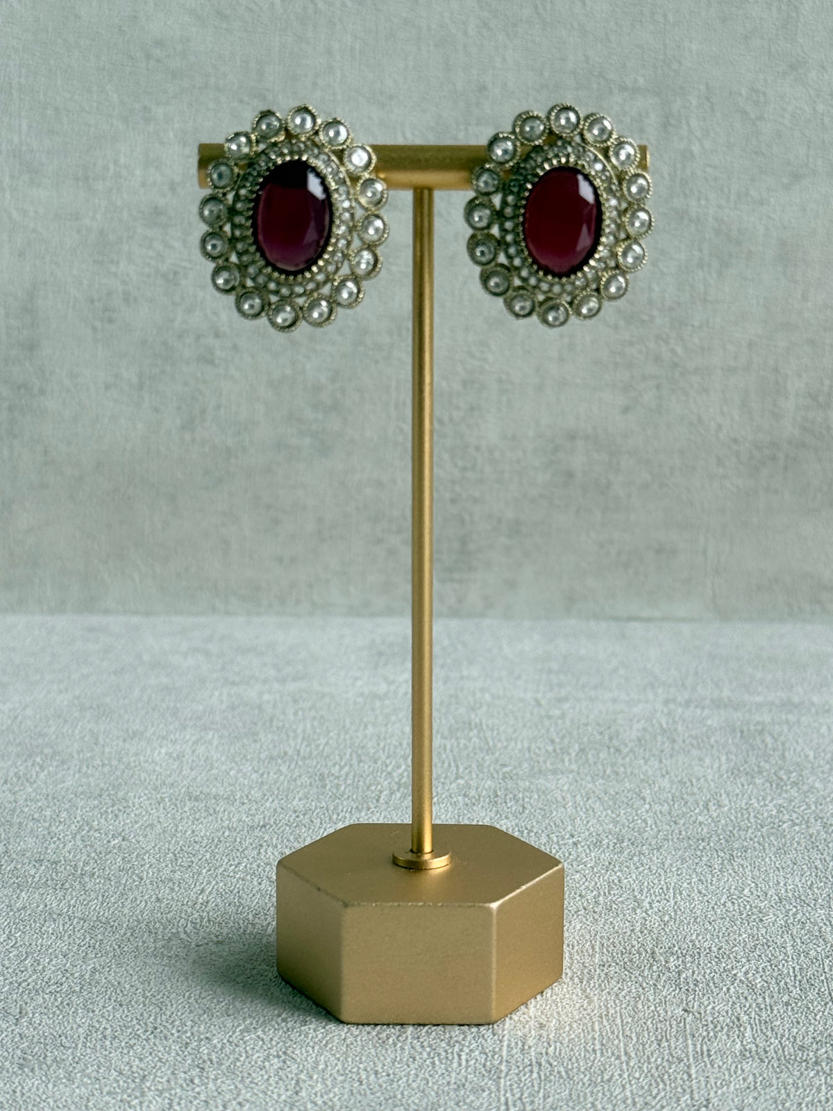 Ayura Designs Inza Necklace Set – Rani Pink Stones, Kundan & Crystals with Antique Gold Finish