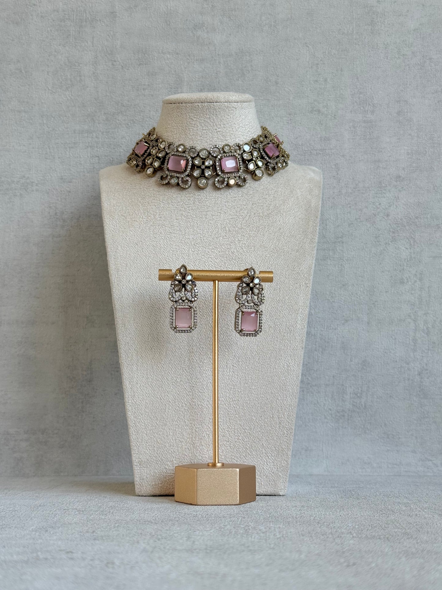 Ayura Designs Celine Set with Earrings – Moissanite Blush Pink Statement Set