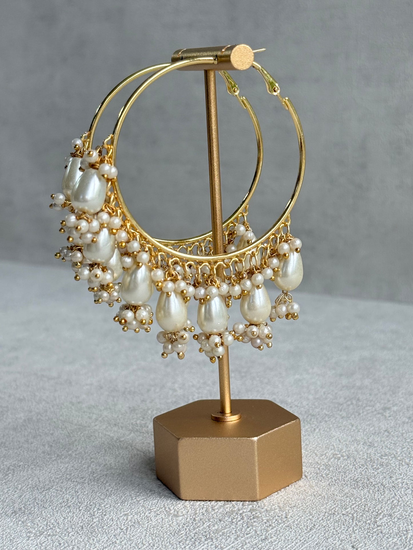 Ayura Designs Mehru Balis – Pearl Drop Balis in Gold Finish