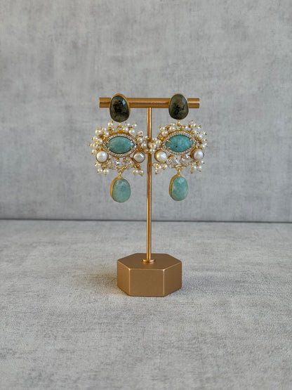 Ayura Designs Aurelia Earrings – Amazonite, Dark Quartz, Pearls & Crystals