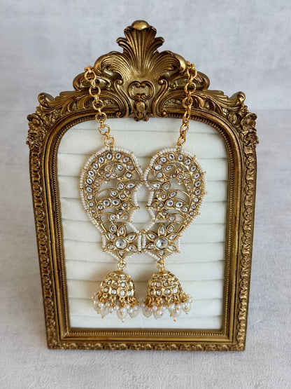 Ayura Designs Urisha Ear Climber Jhumkis – Pearl & Kundan Earrings, Indian Pakistani Bridal Wedding Jewellery