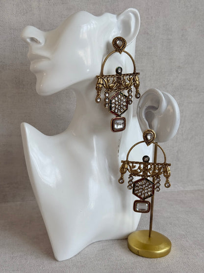 Ayura Designs Irene Earrings – Green & Pink Kundan, Meenakari & Crystal Peacock Chandeliers in Gold