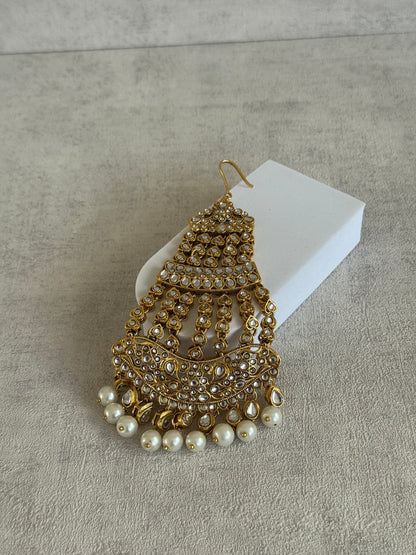 Ayura Designs Jai Jhoomar Passa – Jadau Kundan with Pearls & Antique Gold Detailing