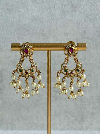 Ayura Designs Chaaya Set – Necklace & Earrings with Kundan Stones, Pink & Emerald Accents, and Pearl Detailing