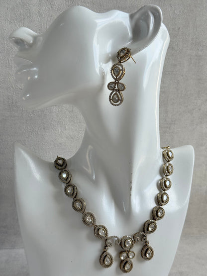 Ayura Designs Bianca Necklace Set with Earrings – Kundan, Crystals & Gold Finish