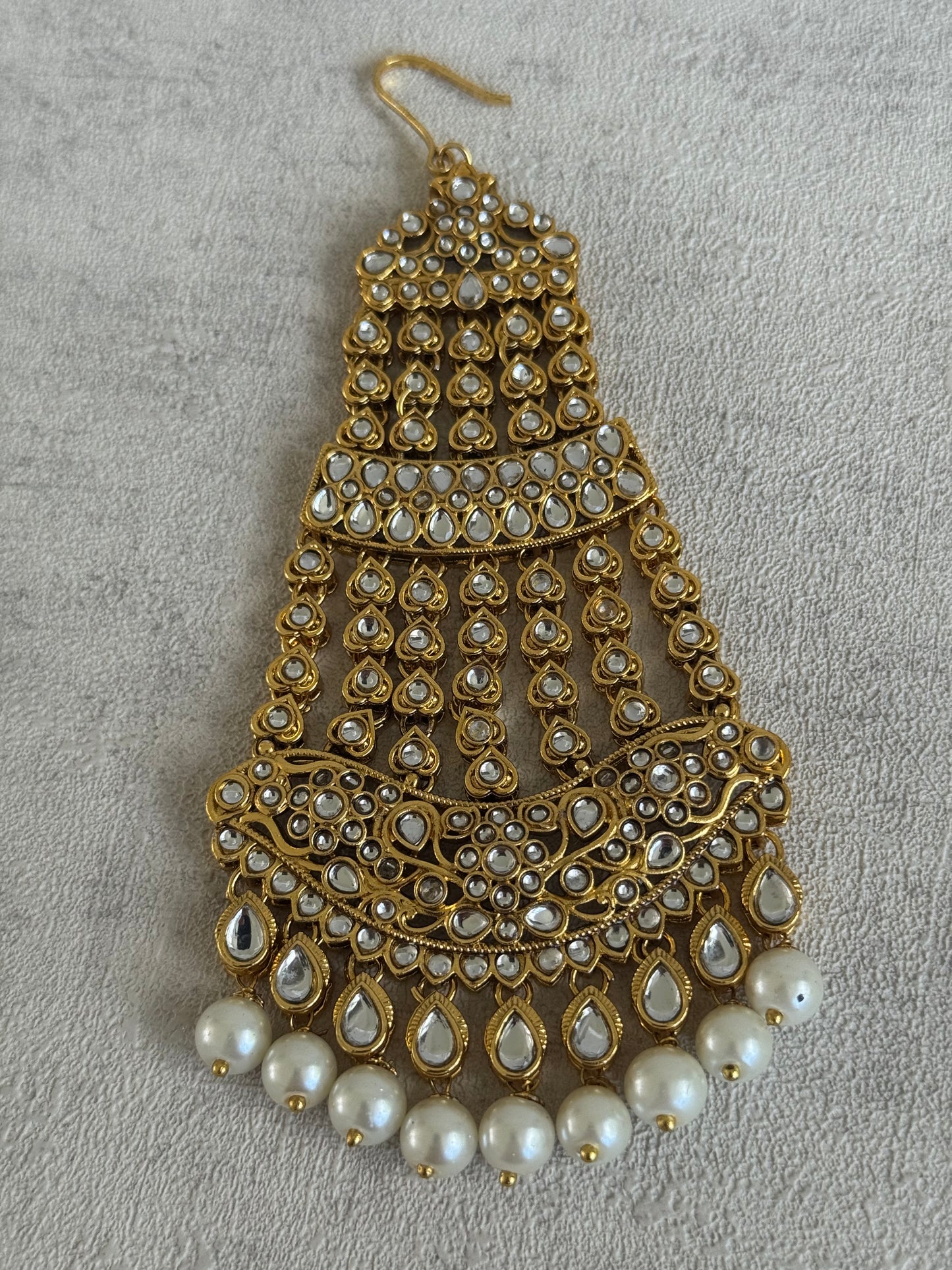 Ayura Designs Jai Jhoomar Passa – Jadau Kundan with Pearls & Antique Gold Detailing