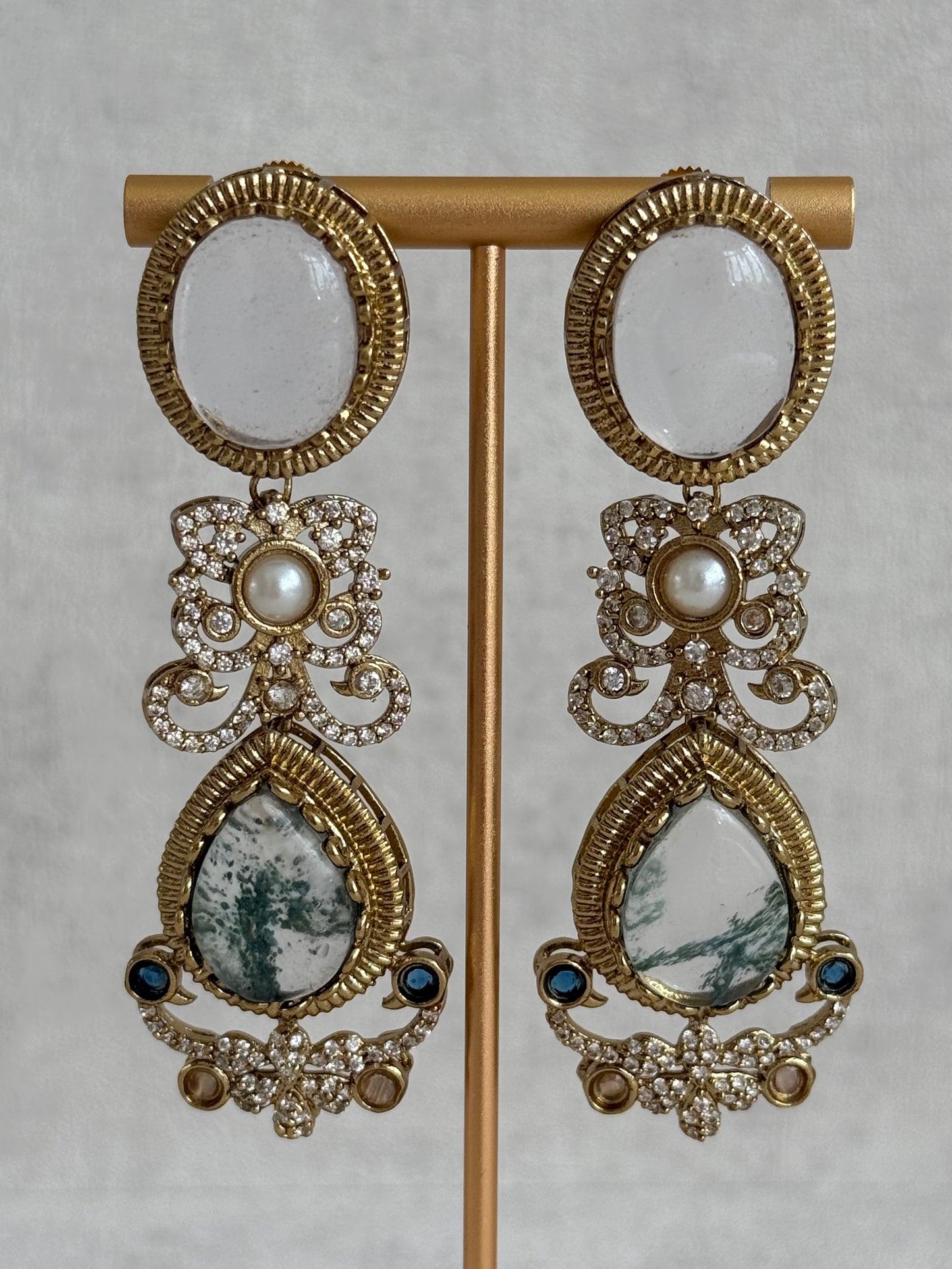 Ayura Designs Kimmy Necklace Set with Earrings – Statement Multicolour Necklace with Marble Stone Details & Crystal Work