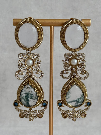 Ayura Designs Kimmy Necklace Set with Earrings – Statement Multicolour Necklace with Marble Stone Details & Crystal Work