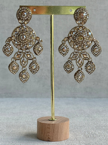 Ayura Designs Vanika Earrings – Champagne Crystal Gold Finish