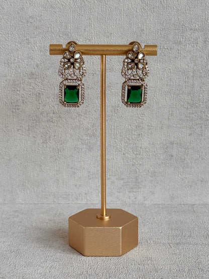 Ayura Designs Celine Set with Earrings – Moissanite Emerald Green Statement Set