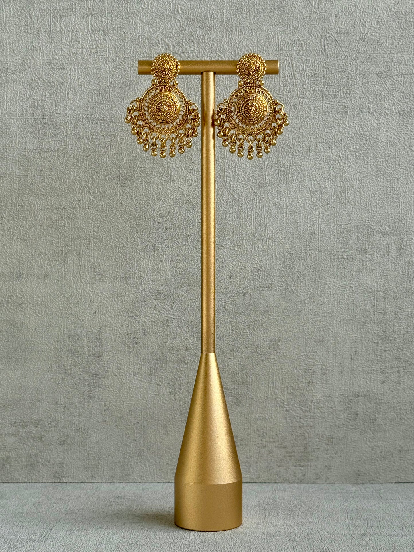 Ayura Designs Rami Choker Set with Earrings & Tikka – Antique Gold Medallions with Ghungroo Drops