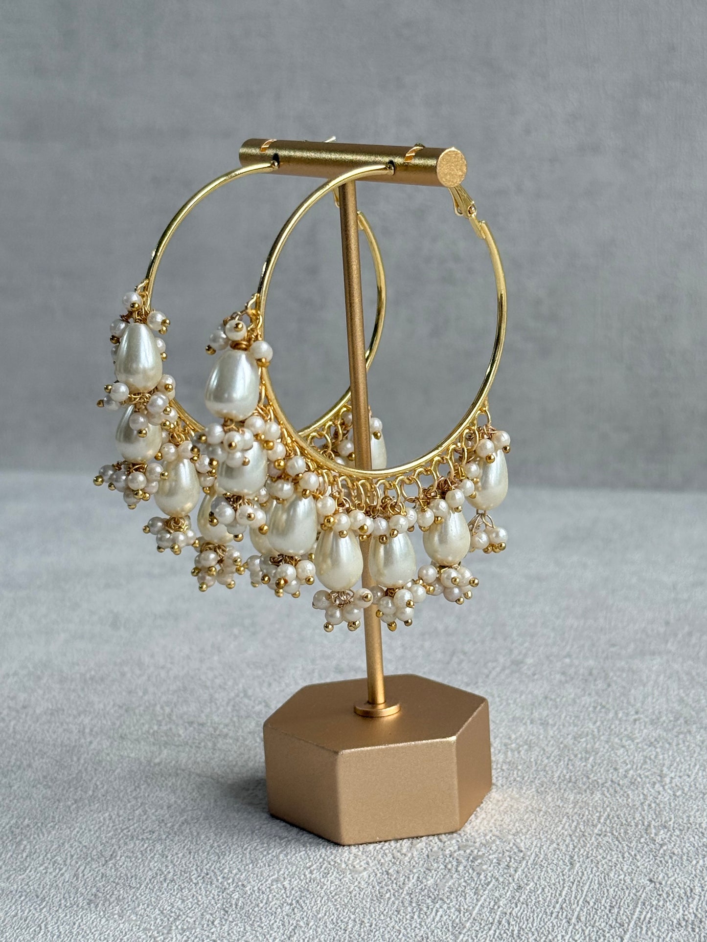Ayura Designs Mehru Balis – Pearl Drop Balis in Gold Finish