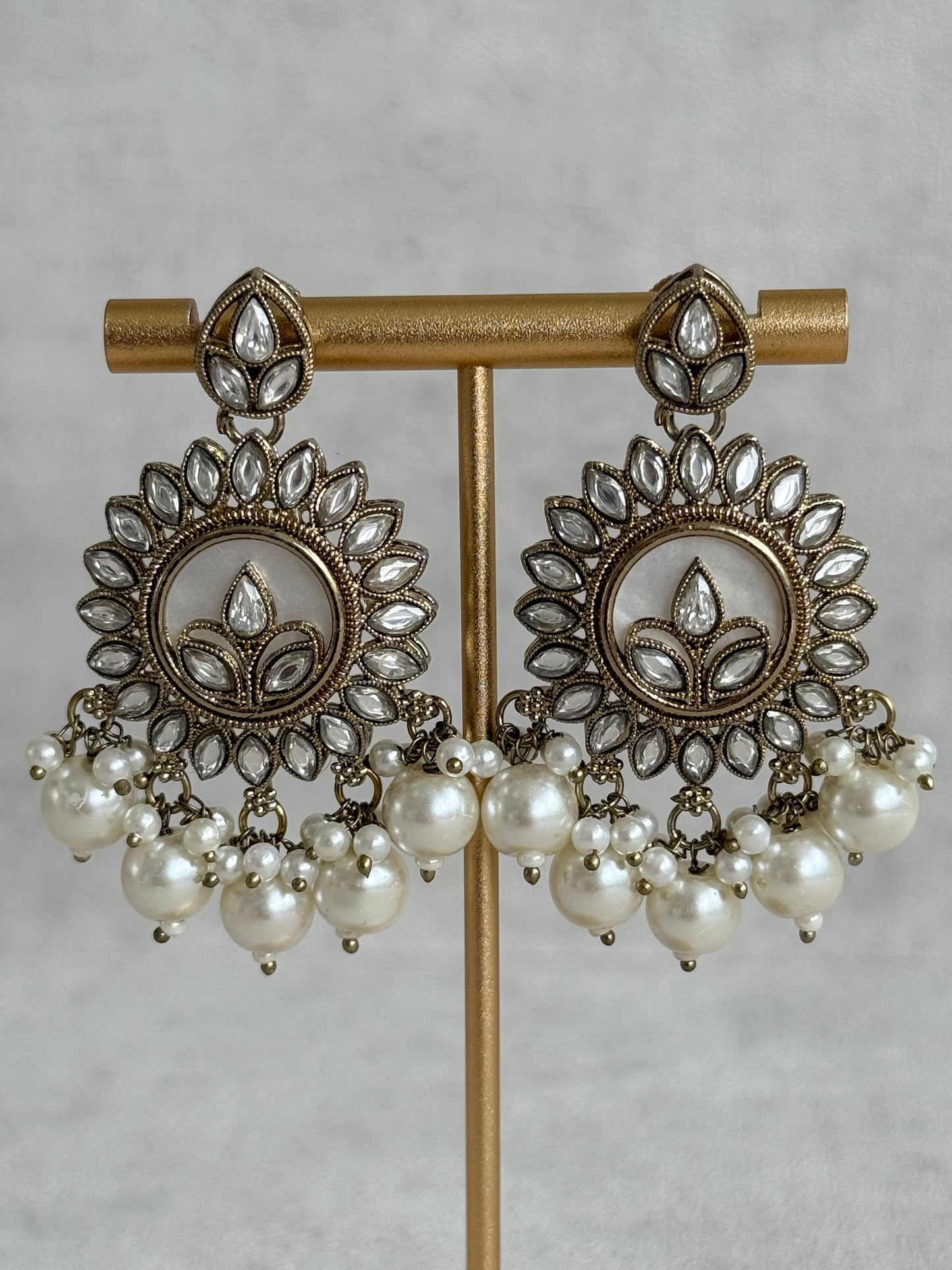 Ayura Designs Callie Set with Earrings – Ivory Pearl & Jadau Detailing