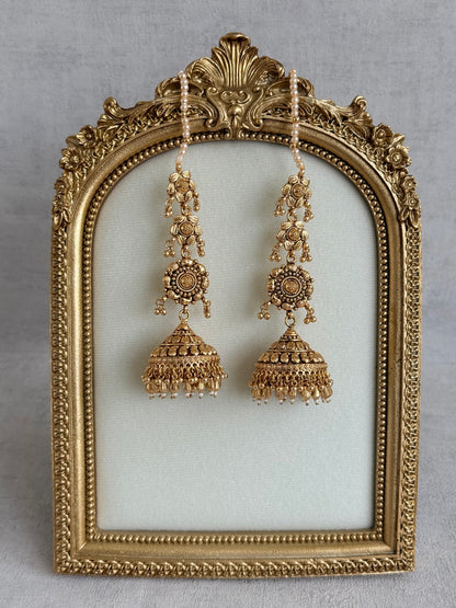 Ayura Designs Amani Sahare Jhumkis – Antique Gold Finish