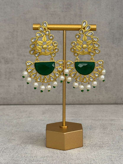 Ayura Designs Vaanya Earrings – Green Kundan & Pearl Earrings