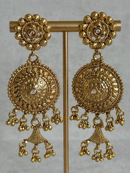 Ayura Designs Farzeena Choker Set with Earrings & Tikka – Traditional Gold Tone Waterfall Jewellery Set with Ghungroo Detailing