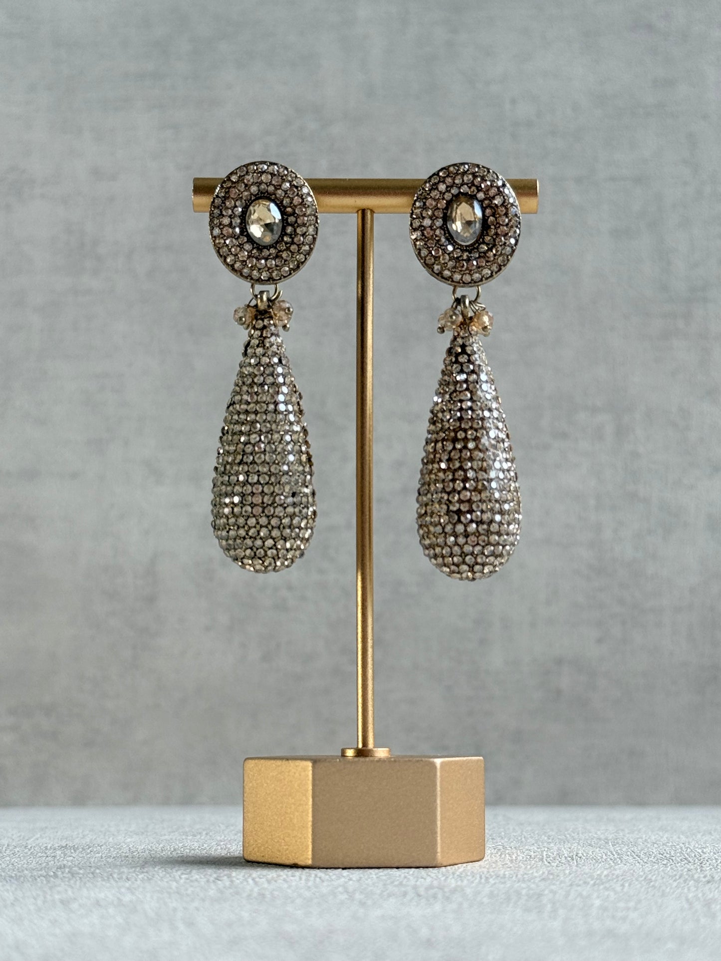 Ayura Designs Paisley Earrings – Champagne Crystal Embellished Teardrop Earrings