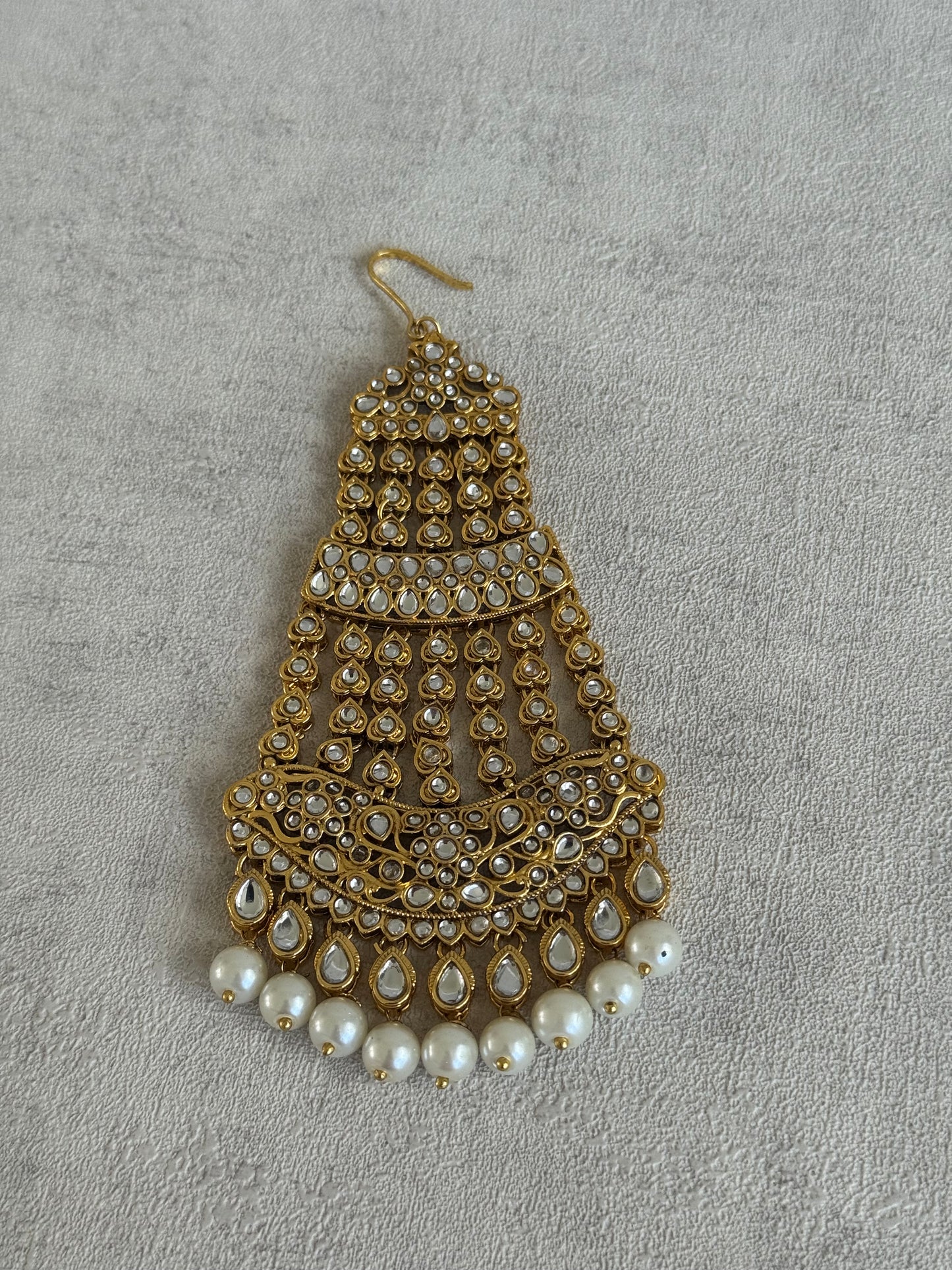 Ayura Designs Jai Jhoomar Passa – Jadau Kundan with Pearls & Antique Gold Detailing