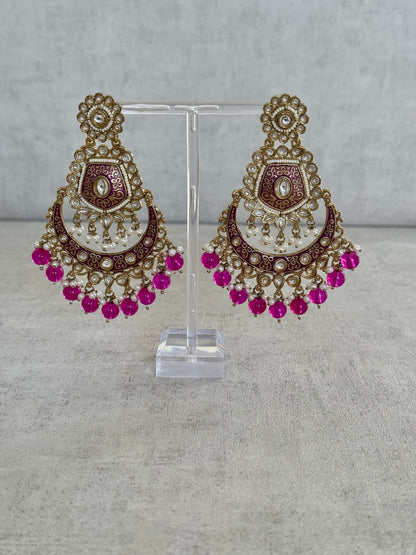 Ayura Designs Safa Antique Gold-Plated Chandbali Earrings with Pearl and Pink Bead Accents