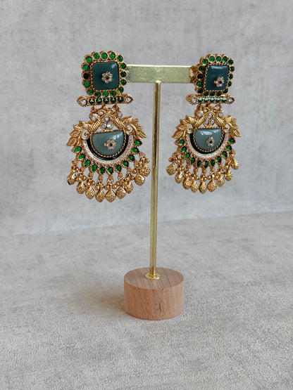Ayura Designs Aranya Earrings – Sage Green & Emerald Green Statement Earrings