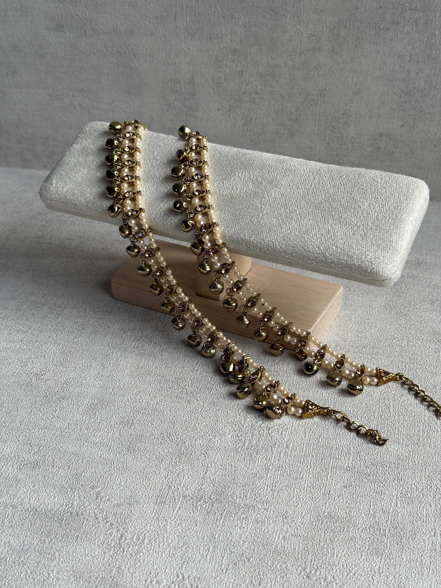 Ayura Designs Rimjhim Payals – Ghungroo Anklets with Pearl & Stone Detailing