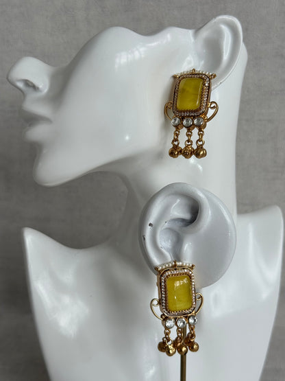 Ayura Designs Aleena Earrings – Marigold Stone Stud Earrings with Pearls & Ghungroo Detailing