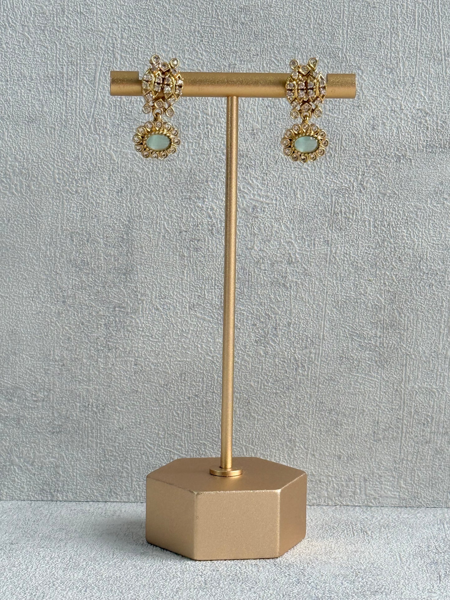 Ayura Designs Elisha Necklace Set with Earrings – Mint Green & Crystal Stone Detailing