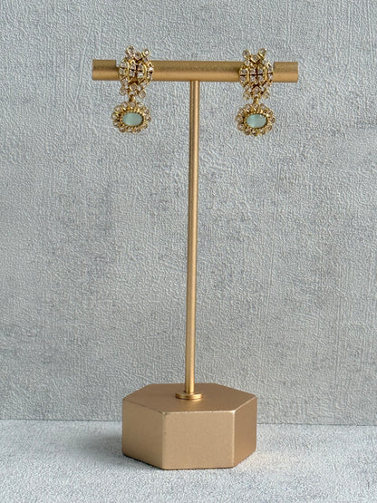 Ayura Designs Elisha Necklace Set with Earrings – Mint Green & Crystal Stone Detailing