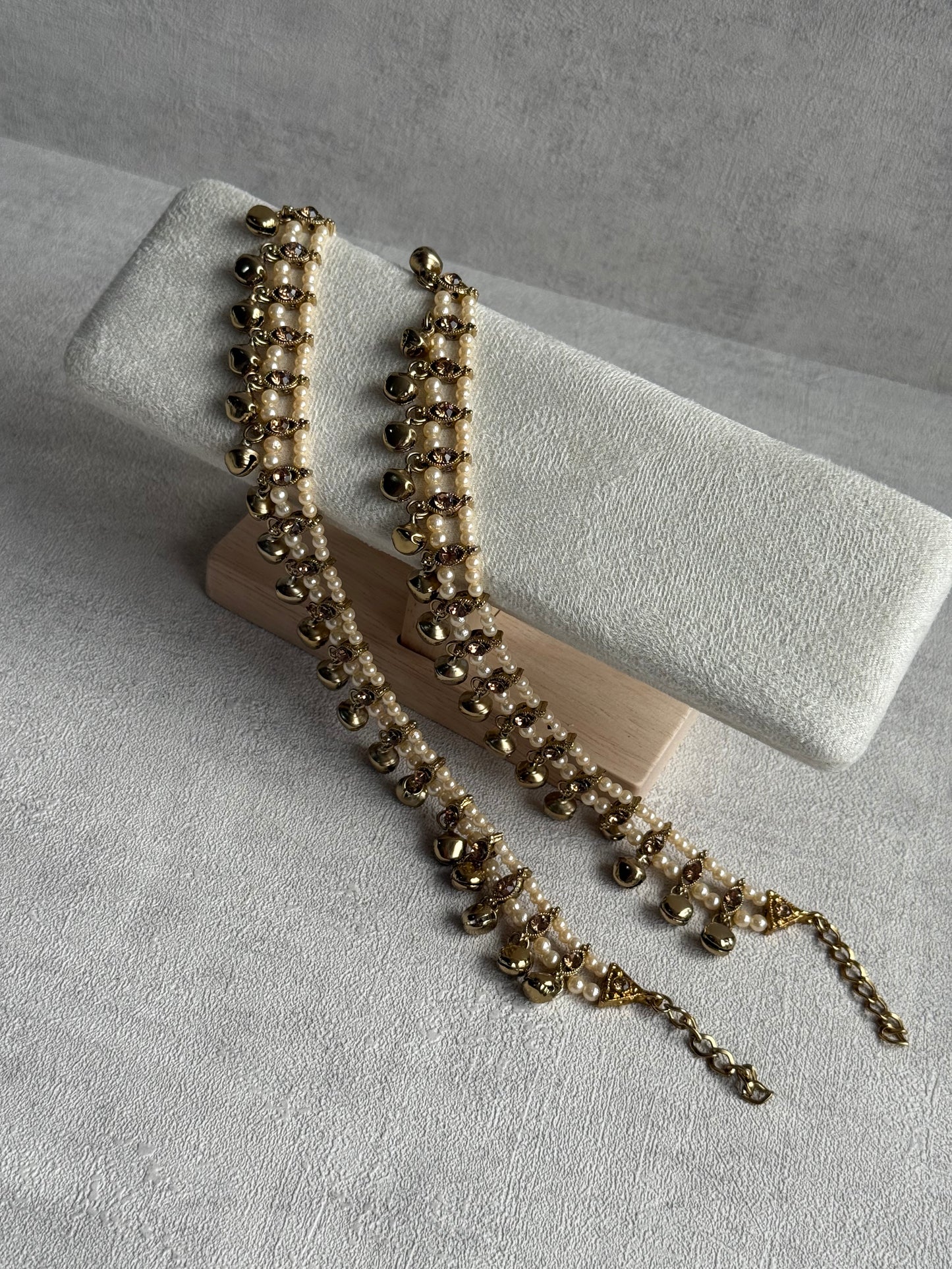 Ayura Designs Rimjhim Payals – Ghungroo Anklets with Pearl & Stone Detailing