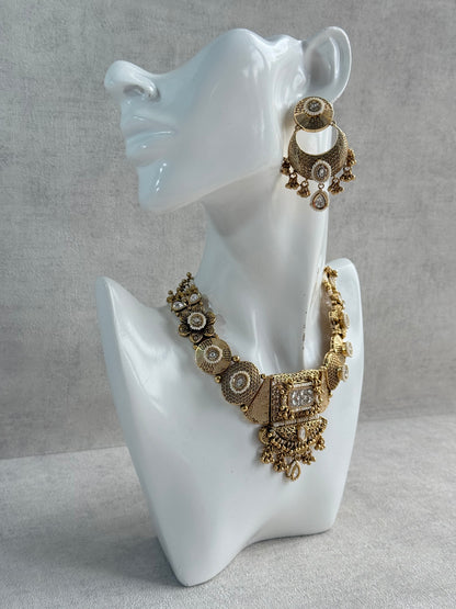 Ayura Designs Purvi Set – Necklace & Earrings with Antique Gold Filigree, Ivory & Pearl Detailing