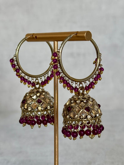 Ayura Designs Jugni Bali Jhumkas – Antique Gold with Ivory Pearl Accents