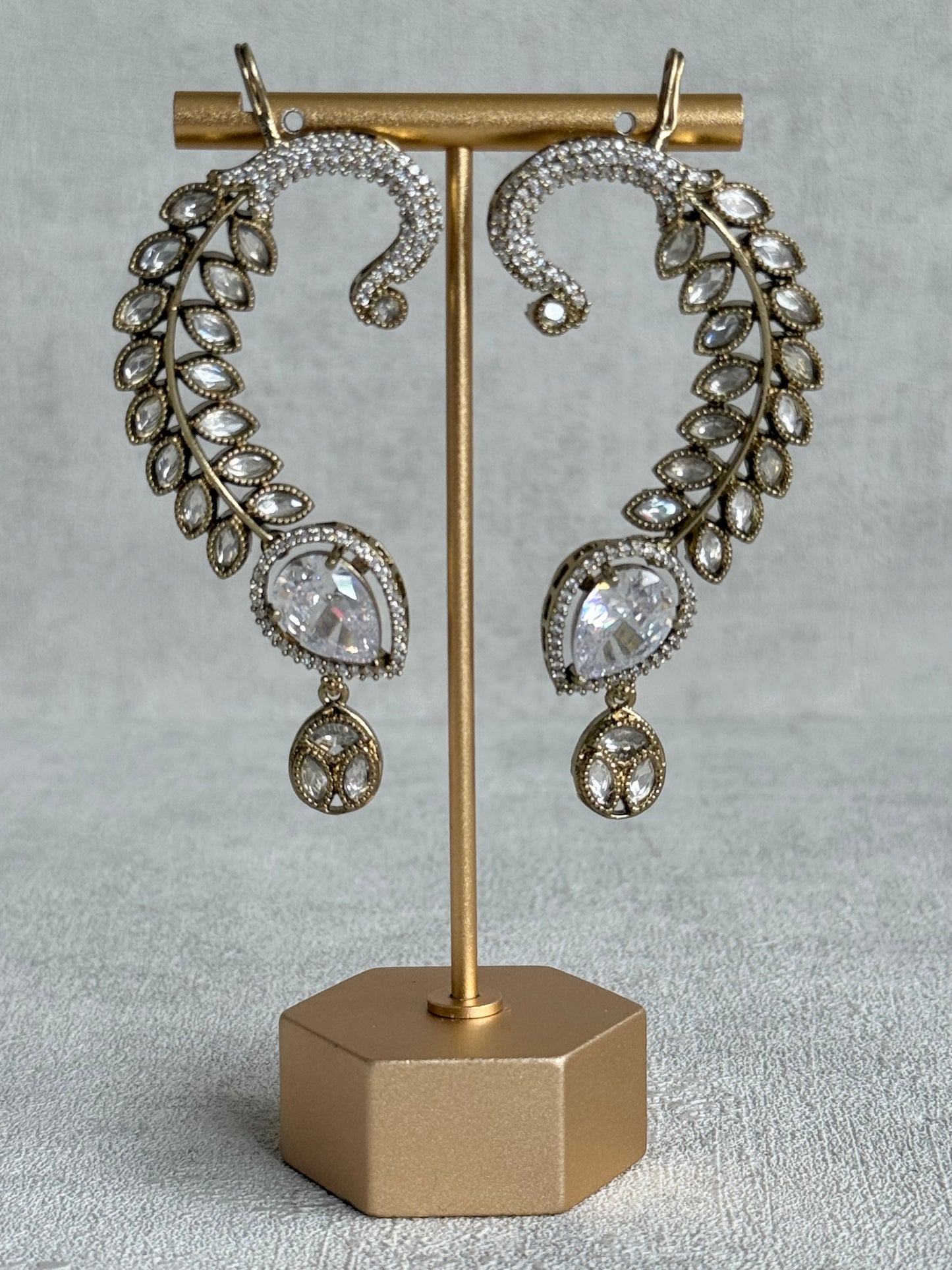 Ayura Designs Dvija Jhumkis – Crystal Ear Cuff Earrings