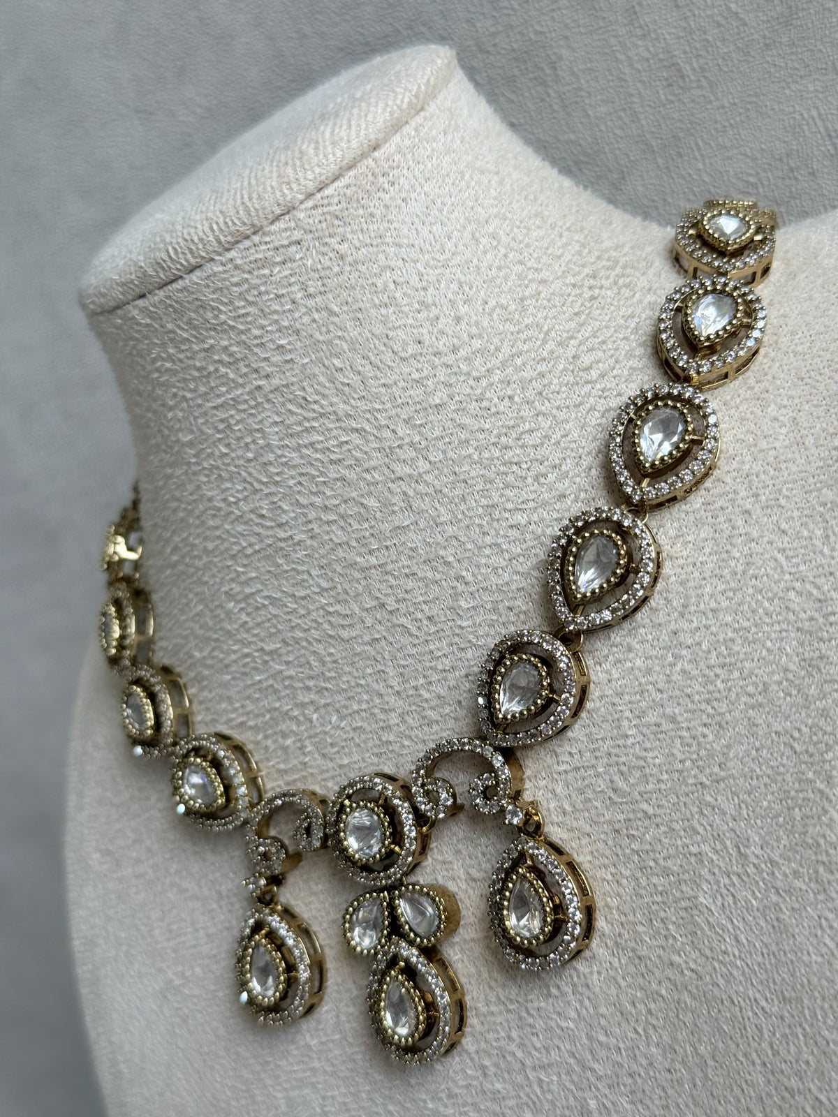 Ayura Designs Bianca Necklace Set with Earrings – Kundan, Crystals & Gold Finish