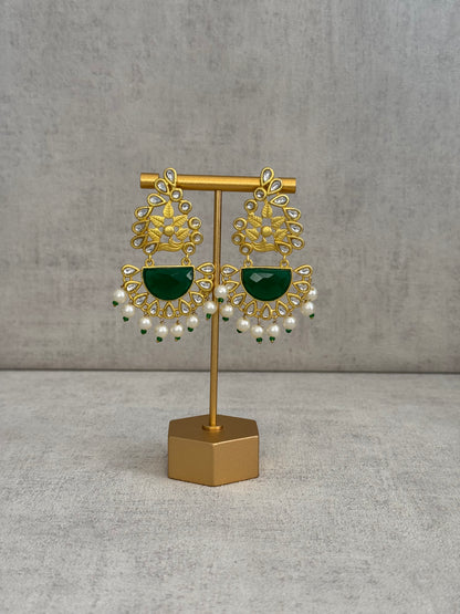 Ayura Designs Vaanya Earrings – Green Kundan & Pearl Earrings