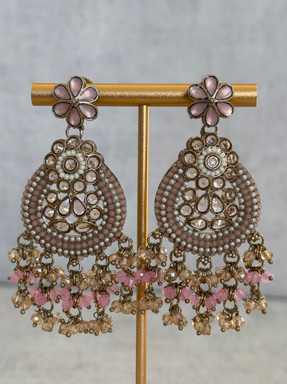 Ayura Designs Geela Earrings – Blush Pink Kundan & Pearl Statement Earrings