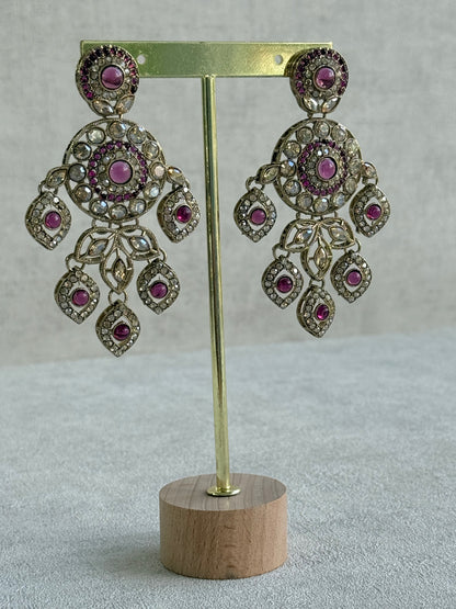 Ayura Designs Vanika Earrings – Mauve Purple & Champagne Crystal Gold Finish