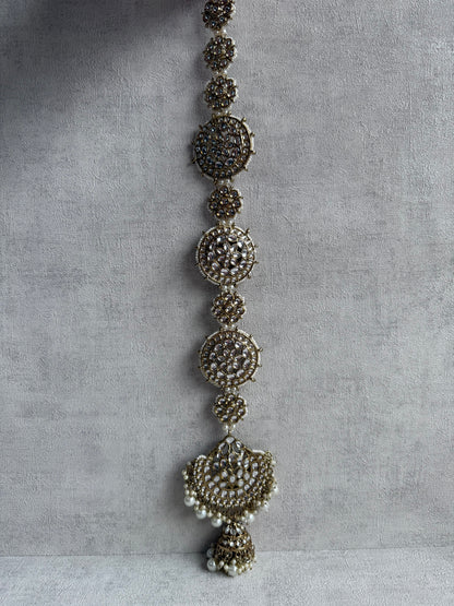 Ayura Designs Laraib Parandi – Mirror-Cut Kundan with Pearl Drops in Antique Gold Finish