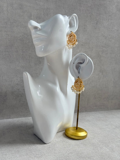 Ayura Designs Riwaaz Earrings – Pearl Stud Earrings with Antique Gold Filigree & Pearl Drops